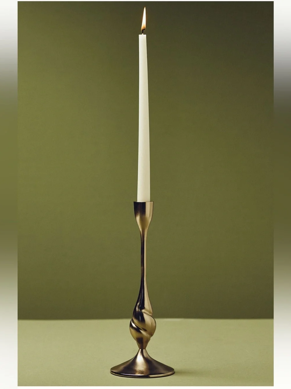 NWT Anthropologie Naya Tinted Brass Lacquer Taper Candle Holder in Gold